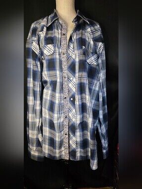Cowboy Legend 3XLT Blue Plaid Snap Western Top